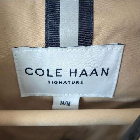 Cole Haan Rain Car Trench Coat Tan Brown Leather Trim Men's M Medium - Picture 7 of 13